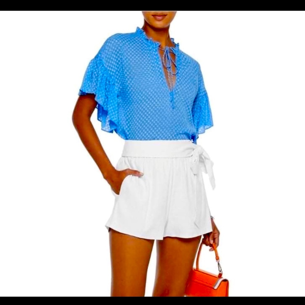 Alice + Olivia Blue Short Sleeve Blouse brand new